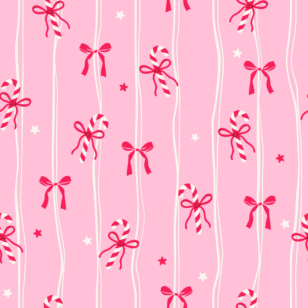 (LATE NOVEMBER PRE-ORDER) Christmas-Pink Candy Canes & Bows (TALL ONLY)