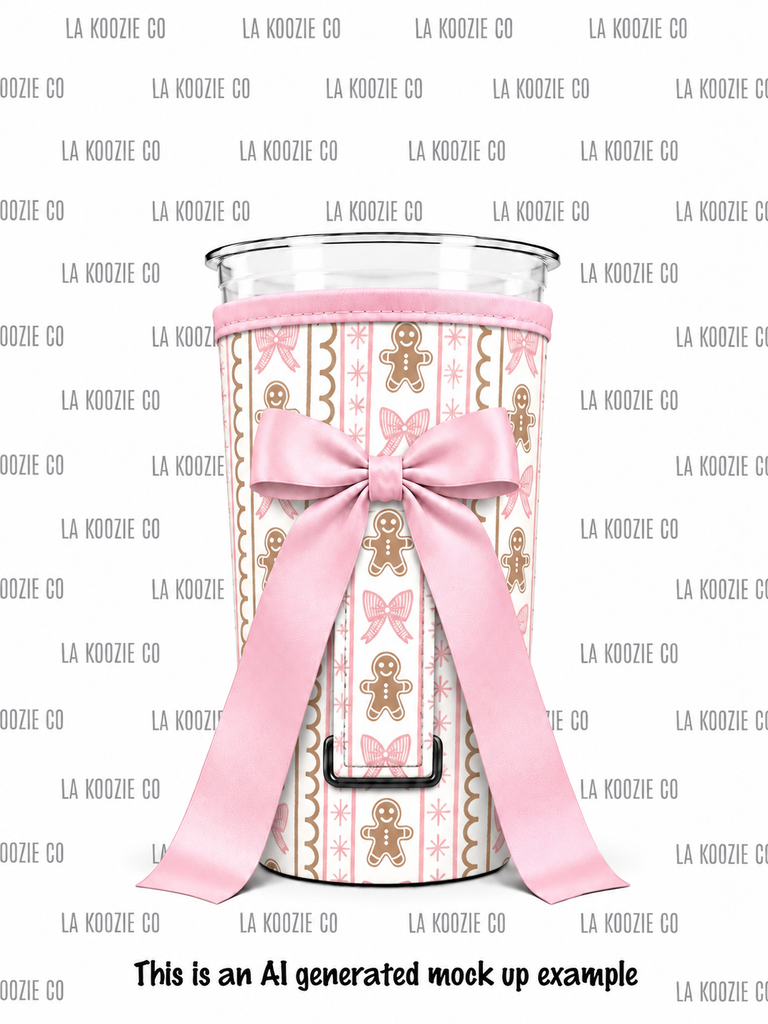 (MID OCTOBER PRE-ORDER)  Gingerbread men & Pink Bows with handle Pink Bow  (TALL ONLY)