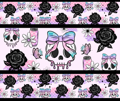 CUTE SKULL w/bow & Black Roses TALL RETAIL