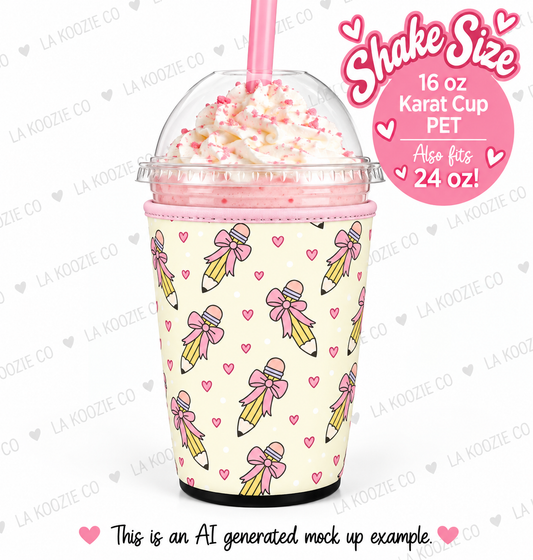 (MID OCTOBER PRE-ORDER) Teacher- Pencils, Bows & Hearts   (SHAKE SIZE)