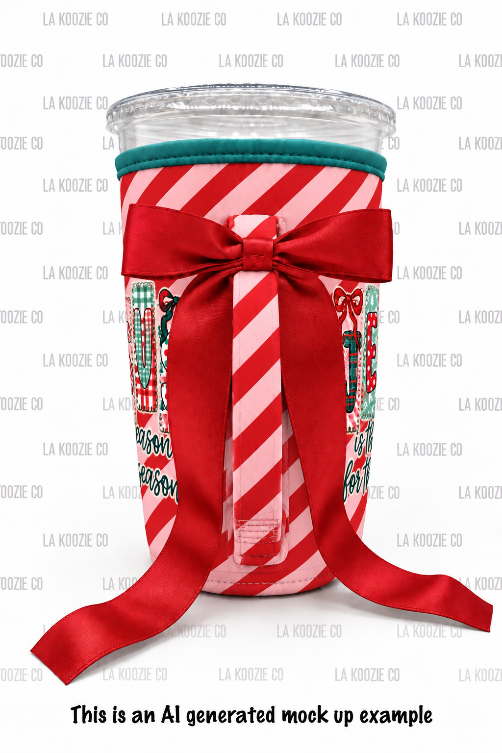 (LATE NOVEMBER PRE-ORDER) Christmas-JESUS Pink Candy Cane Stripes with handle red bow (TALL ONLY)
