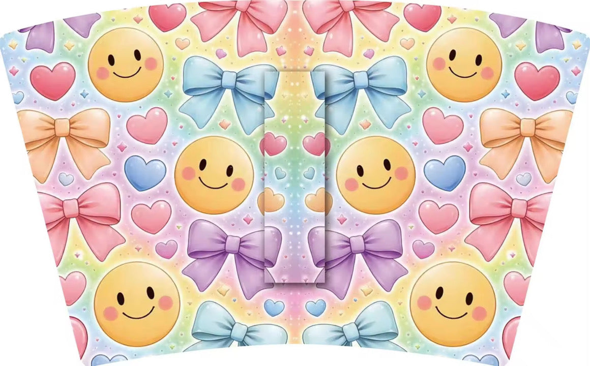 Rainbow Smiley Faces, hearts & Bows