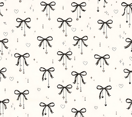 (MID JUNE PRE-ORDER) BLACK BOWS with DANGLE HEARTS   (TALL ONLY)
