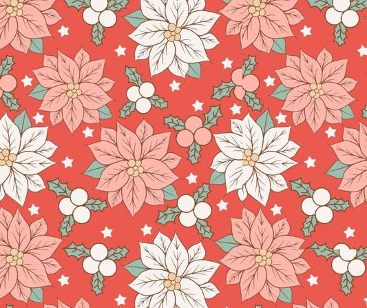 Christmas-Poinsettia & Holly Berries TALL