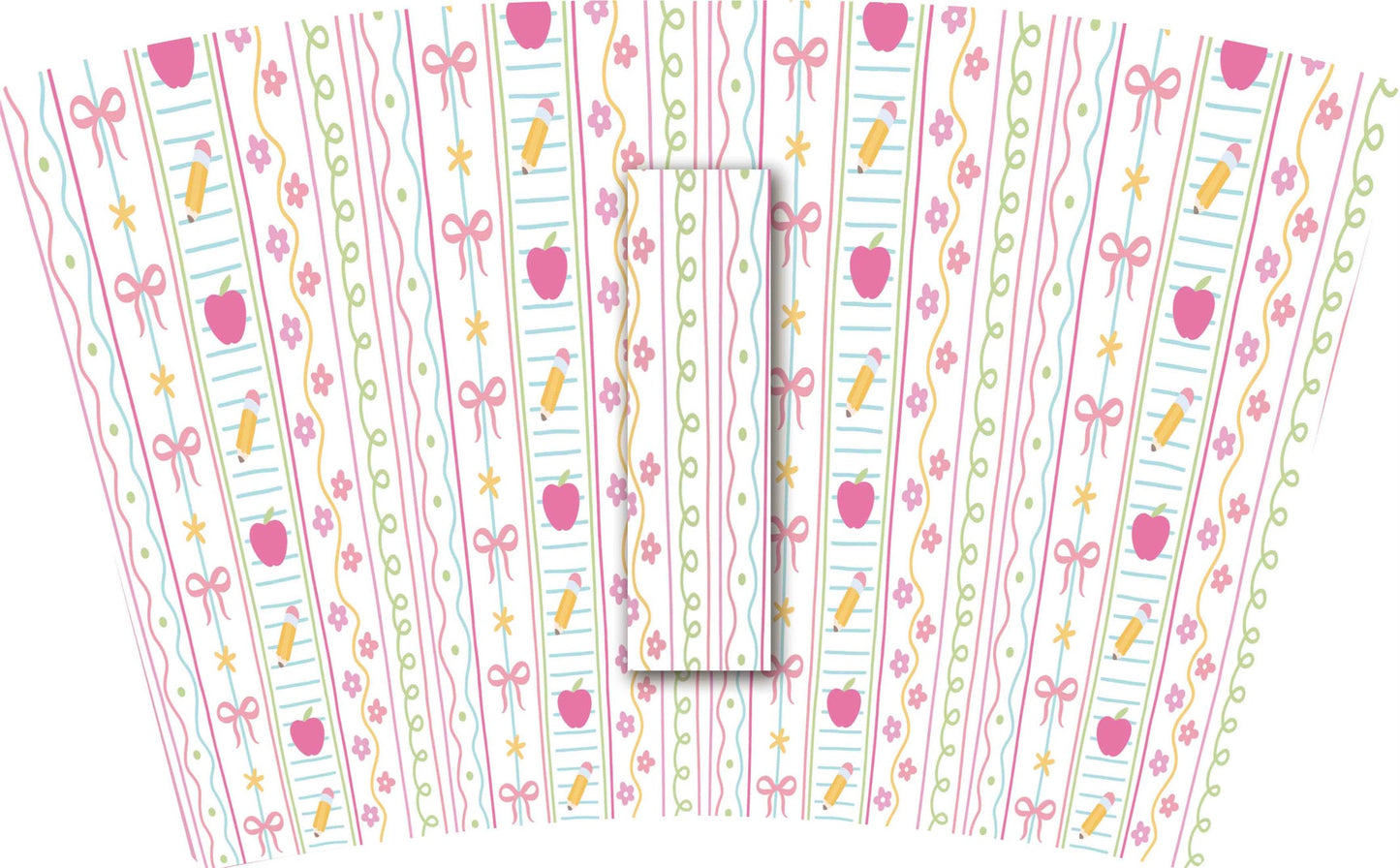 (MID AUGUST PRE-ORDER)   Teacher Stripes with Pink Bow (TALL ONLY)