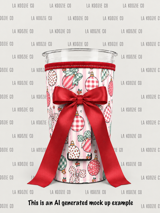 (MID OCTOBER PRE-ORDER) Christmas-Gingham & Stripe Ornaments with Red Bow  (TALL ONLY)