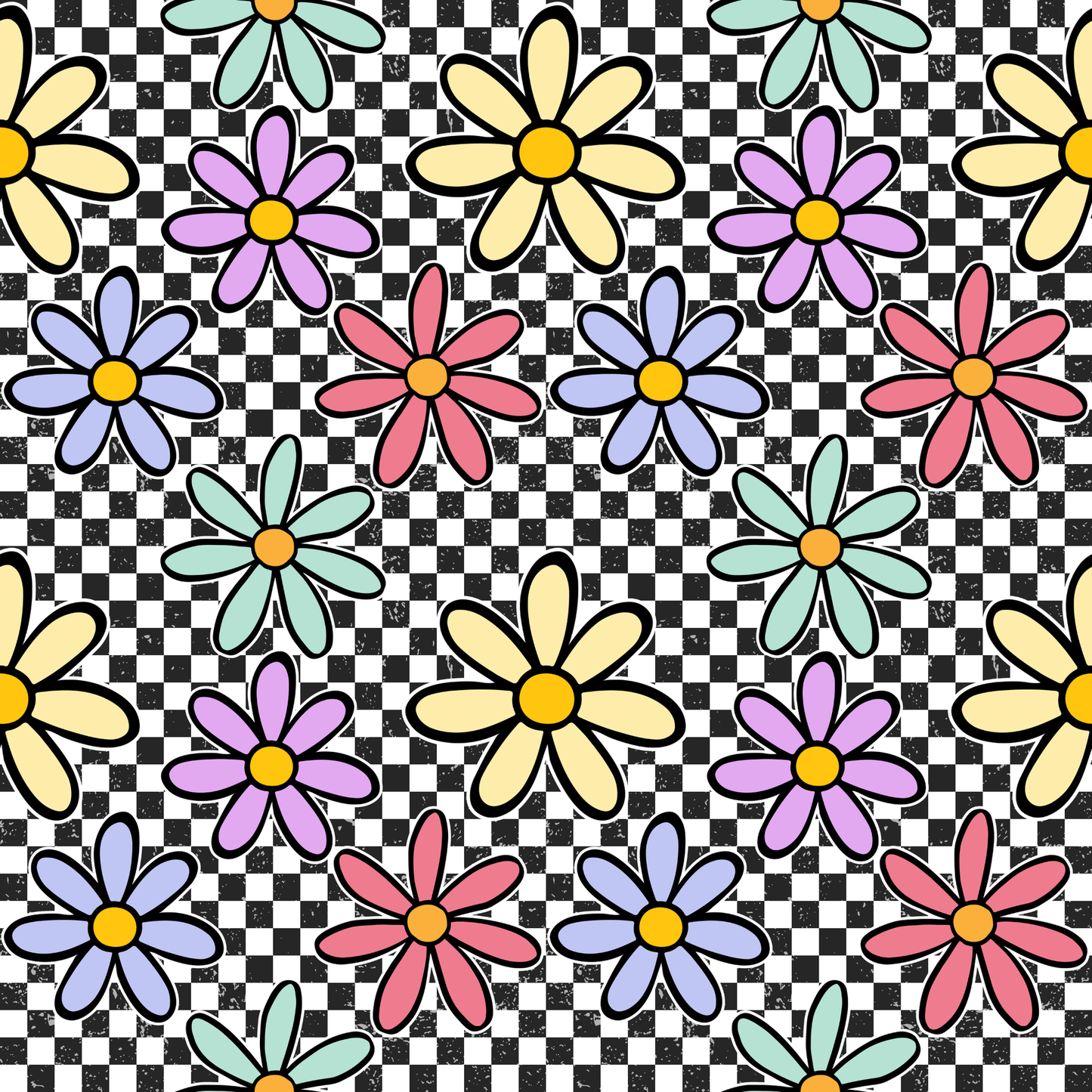 (MID JUNE PRE-ORDER) BLACK CHECKER WITH DAISIES (TALL ONLY)