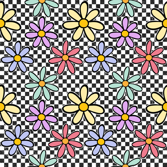 (MID JUNE PRE-ORDER) BLACK CHECKER WITH DAISIES (TALL ONLY)