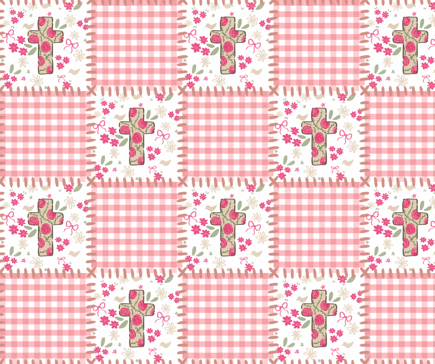 (MID JUNE PRE-ORDER) QUILTED CROSS AND GINGHAM  (TALL ONLY)