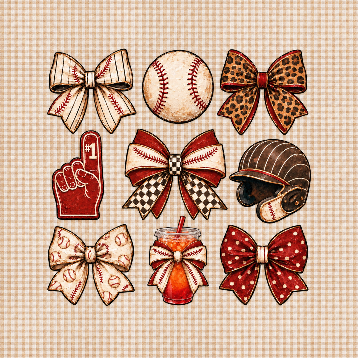 (MID OCTOBER PRE-ORDER) Baseball-Tan Gingham (TALL ONLY)