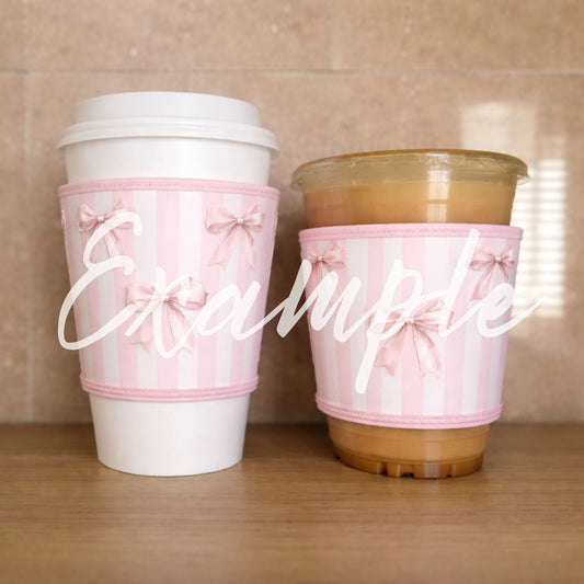 Coffee Sleeve Pink Stripes & Bows