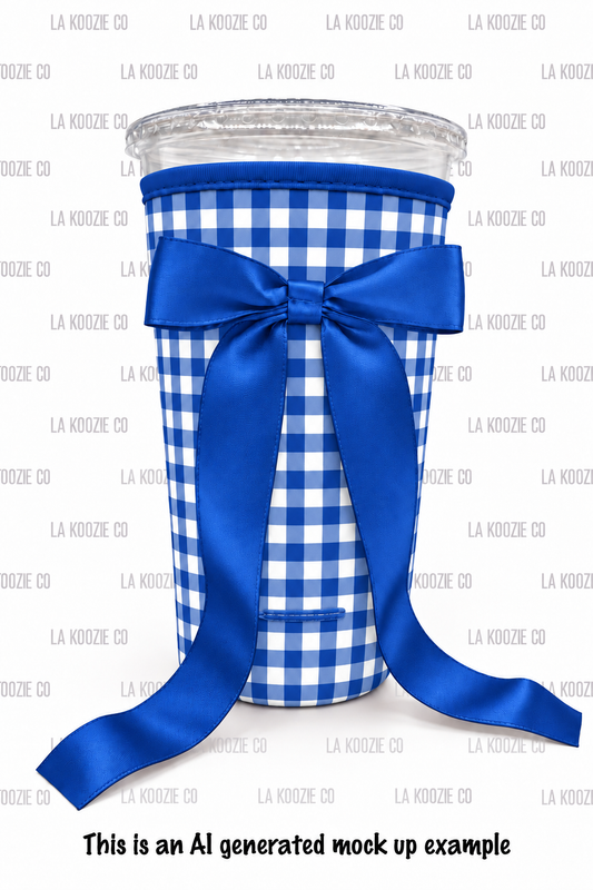 (LATE NOVEMBER PRE-ORDER)SMALL ROYAL BLUE GINGHAM wth handle Blue Bow (TALL ONLY)