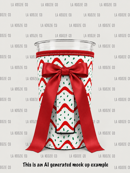 (MID OCTOBER PRE-ORDER) Christmas Tree Cake with handle Red Bow  (TALL ONLY)