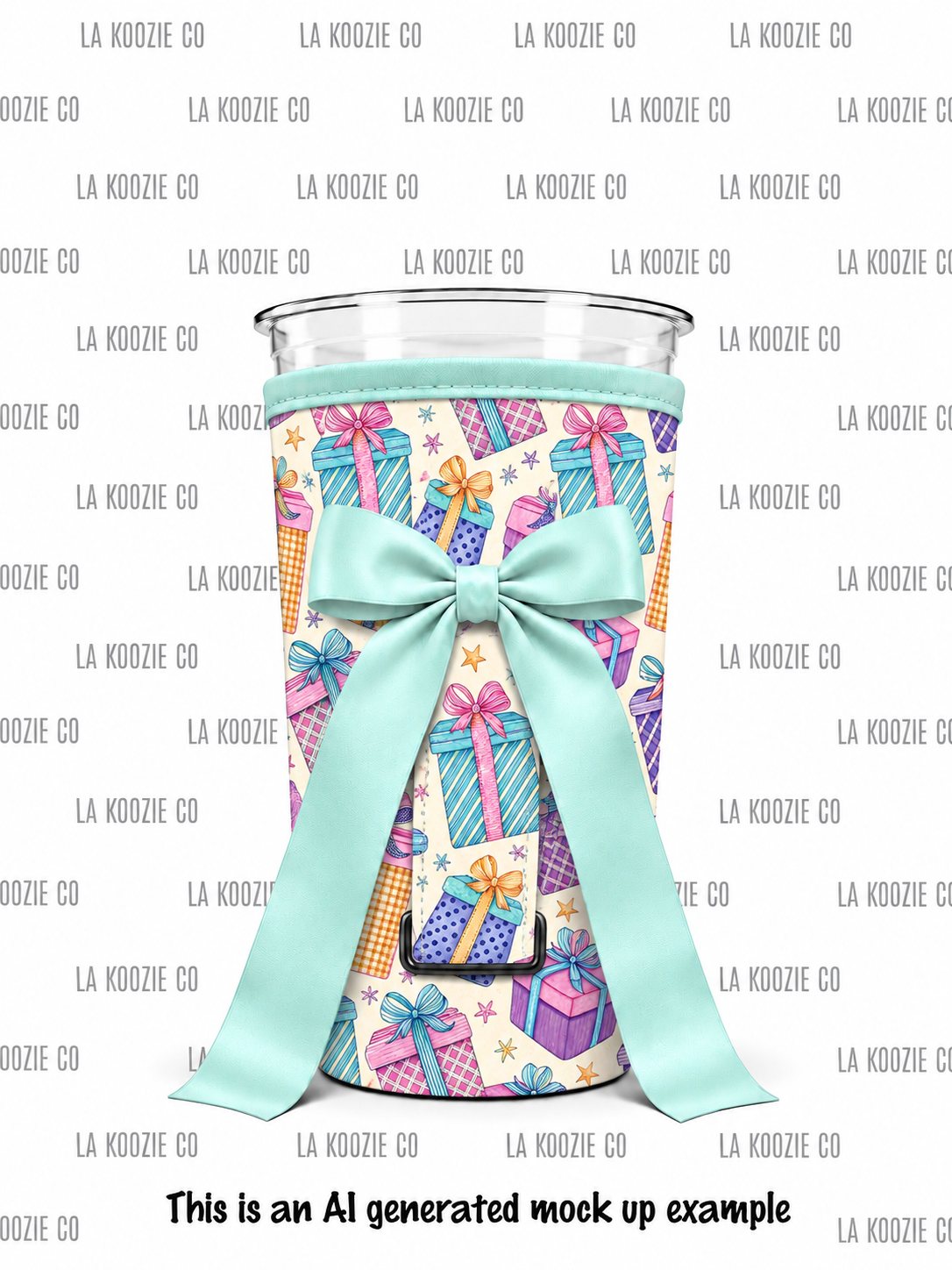 (MID OCTOBER PRE-ORDER) Christmas-Presents with handle Teal Bow  (TALL ONLY)
