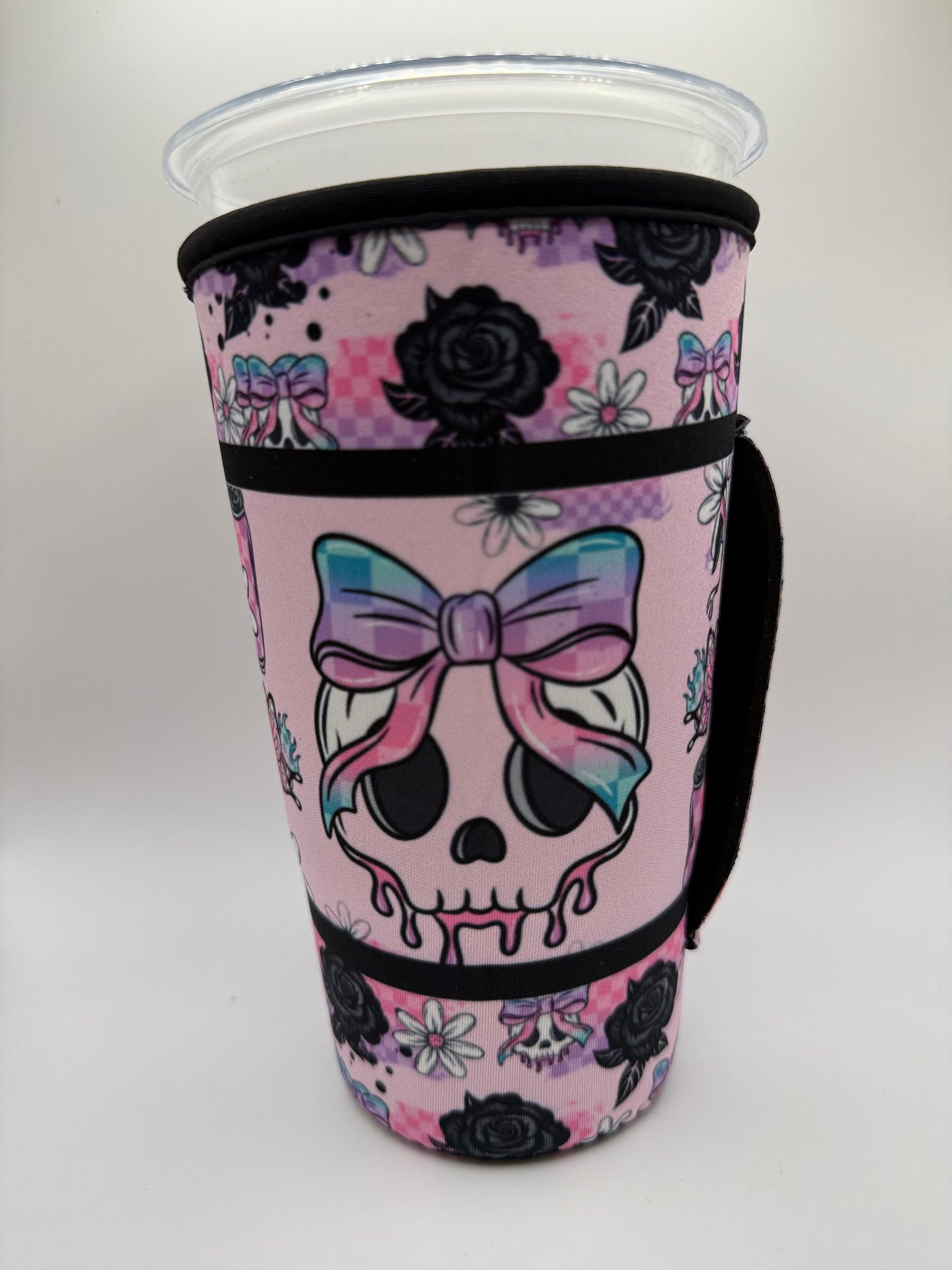 CUTE SKULL w/bow & Black Roses TALL RETAIL