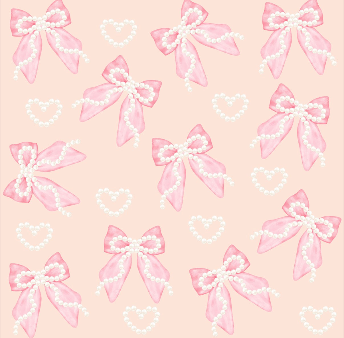 (MID JUNE PRE-ORDER) PEACH with PINK BOWS & PEARLS  (TALL ONLY)