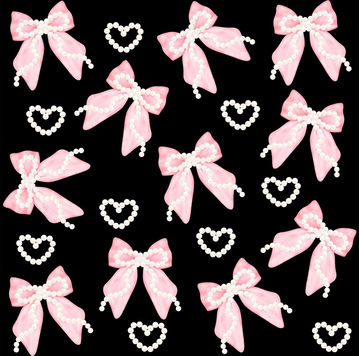 (MID JUNE PRE-ORDER) BLACK with PINK BOWS & PEARLS  (TALL ONLY)