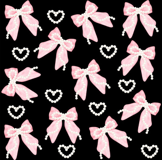 (MID JUNE PRE-ORDER) BLACK with PINK BOWS & PEARLS  (TALL ONLY)