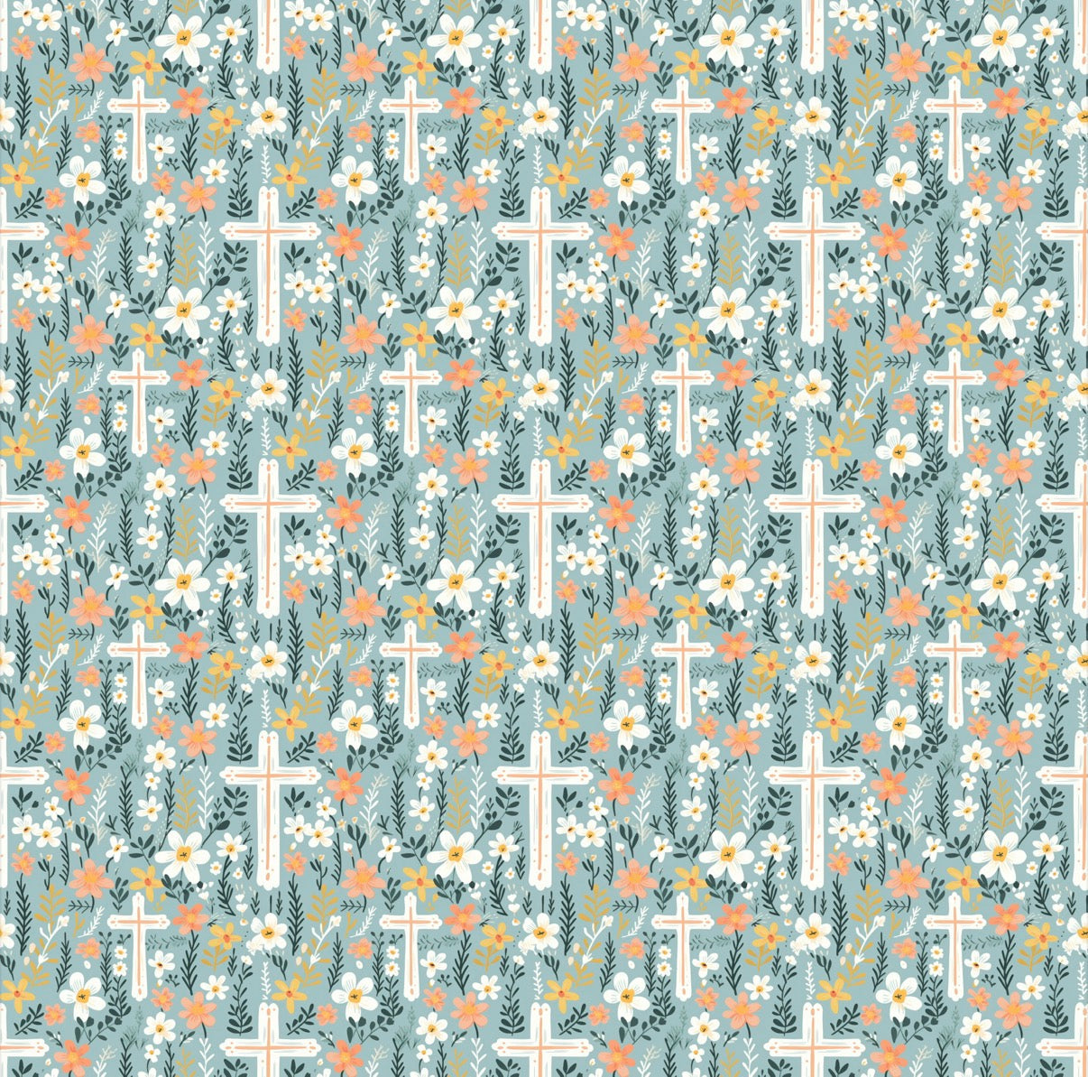(MID JUNE PRE-ORDER) TEAL CROSSES & FLOWERS (TALL ONLY)
