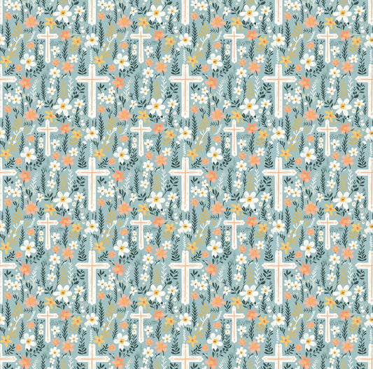(MID JUNE PRE-ORDER) TEAL CROSSES & FLOWERS (TALL ONLY)