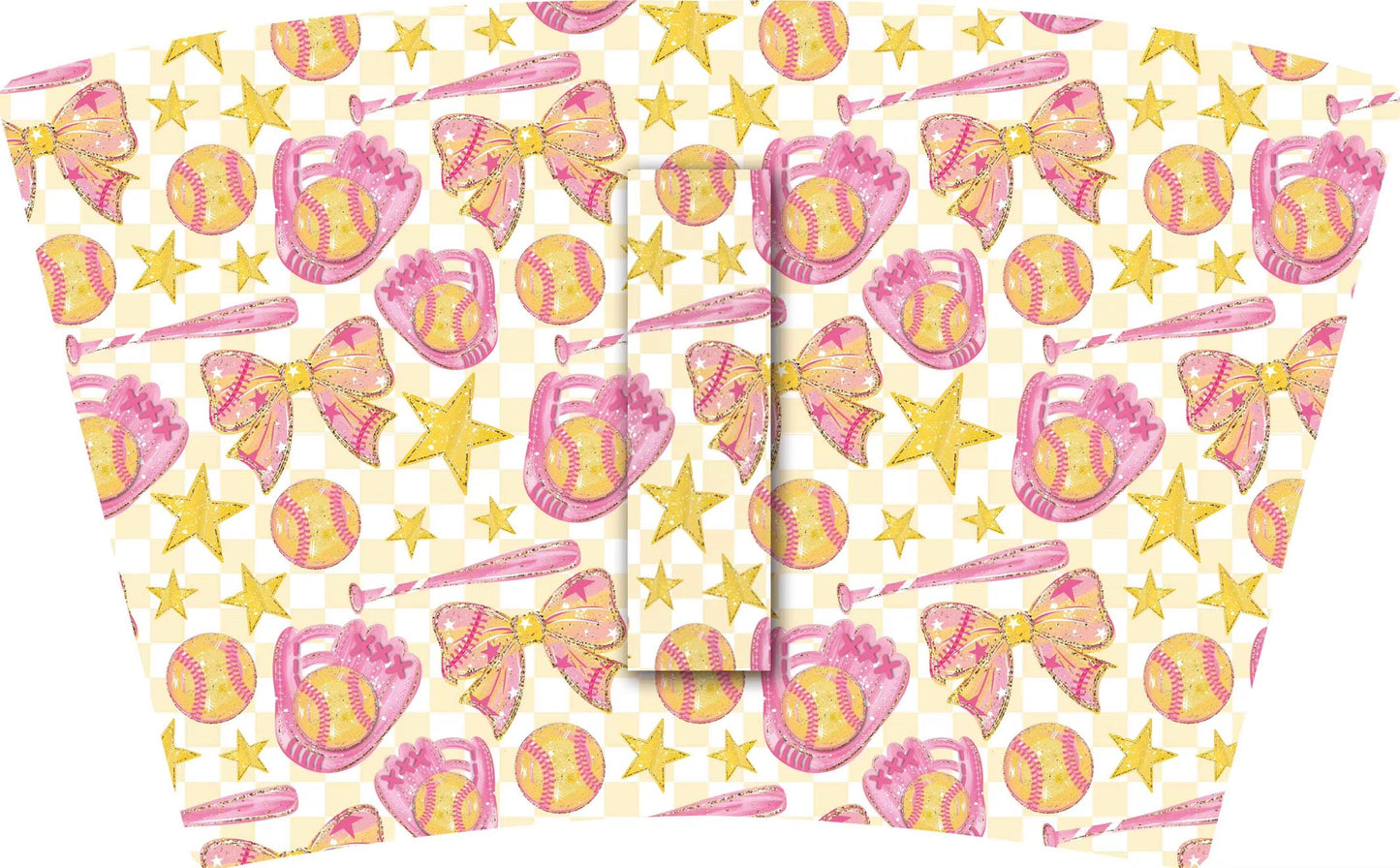 (MID JUNE PRE-ORDER)  Pink & Yellow Softball Stars & Bows  (TALL ONLY)