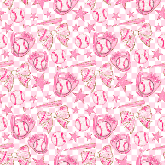 (MID JUNE PRE-ORDER) Pink Baseball Stars & Bows (TALL ONLY)