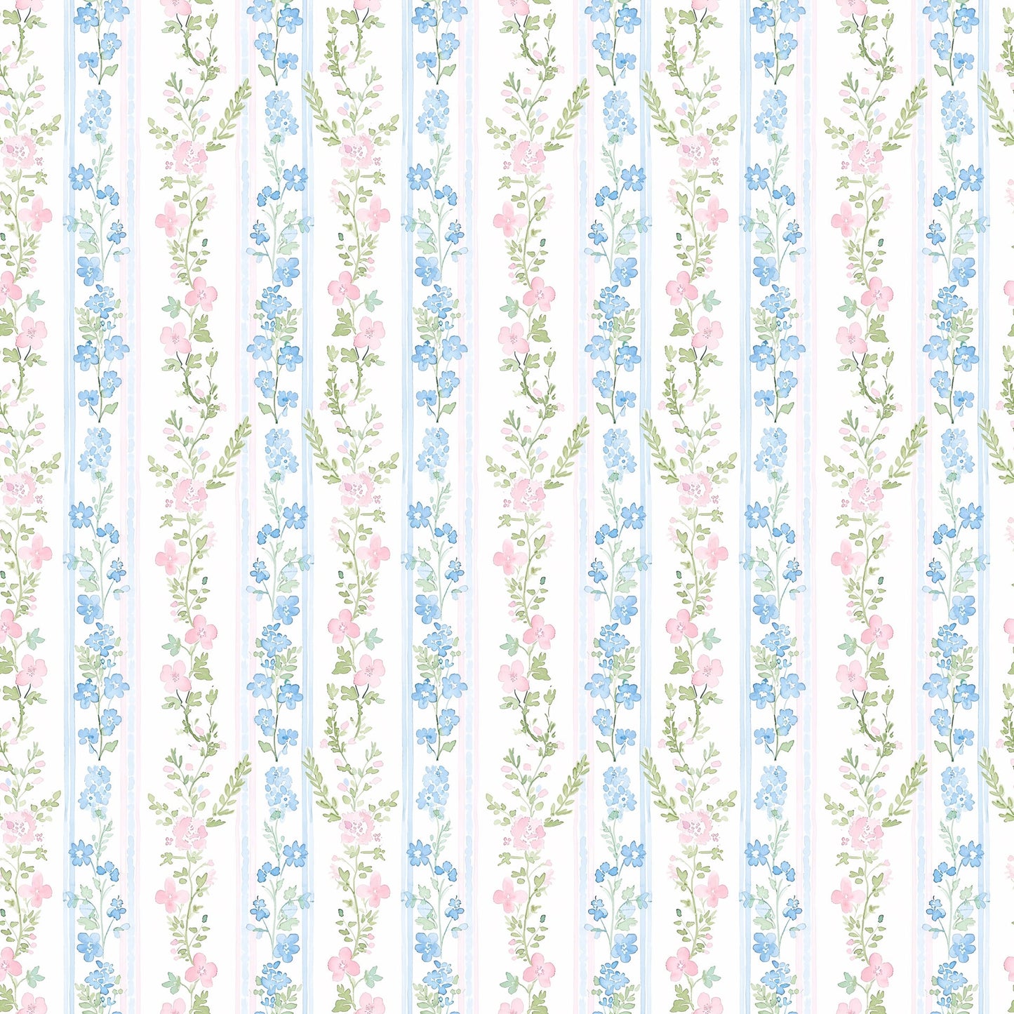 40oz Tumbler with Handle - Blue and Pink Flowers Vintage Stripes
