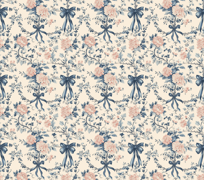 40oz Tumbler with Handle Navy Bows & Pink Roses RETAIL