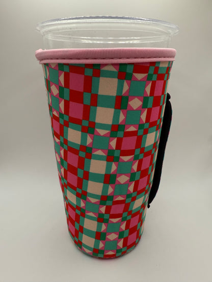 Christmas-GREEN & RED PATCHWORK QUILT TALL RETAIL