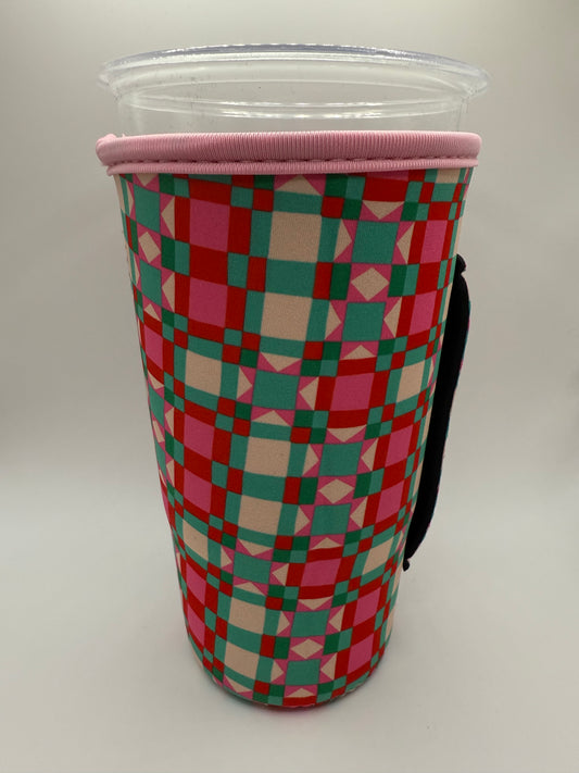 Christmas-GREEN & RED PATCHWORK QUILT TALL RETAIL