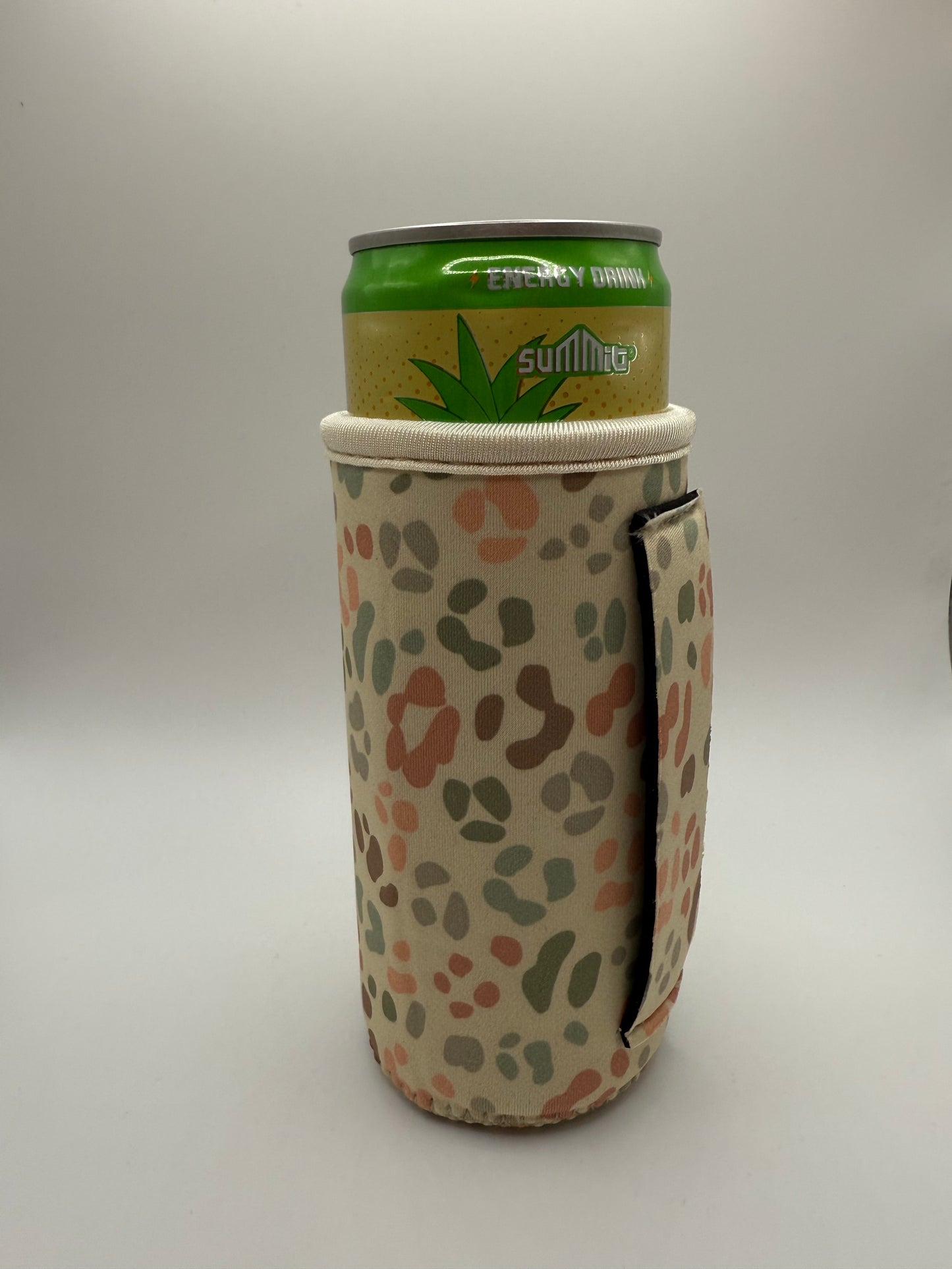 Tall Slim Can Koozie-Muted Leopard