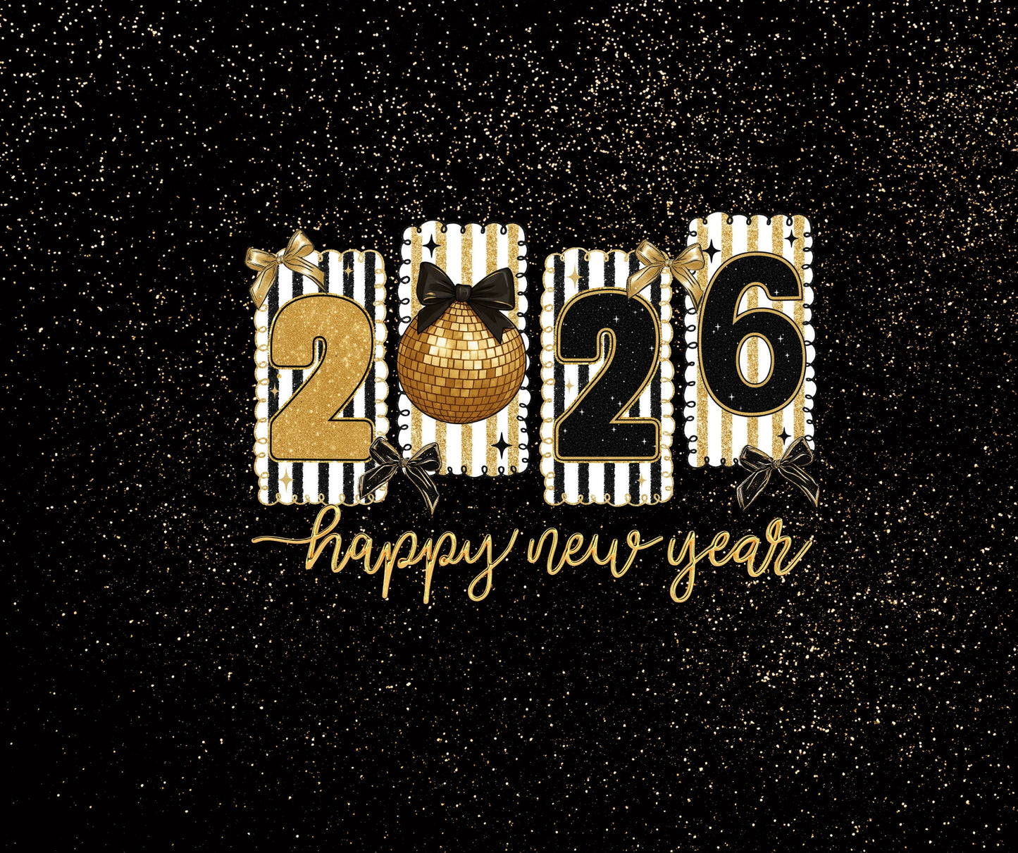 *BLACK & GOLD NEW YEARS DISCO BALL (TALL ONLY)