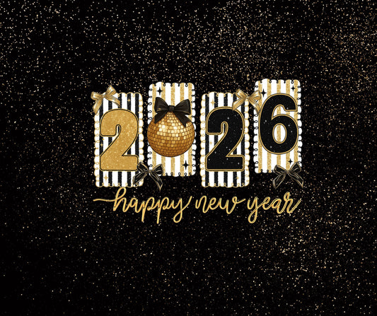 *BLACK & GOLD NEW YEARS DISCO BALL (TALL ONLY)