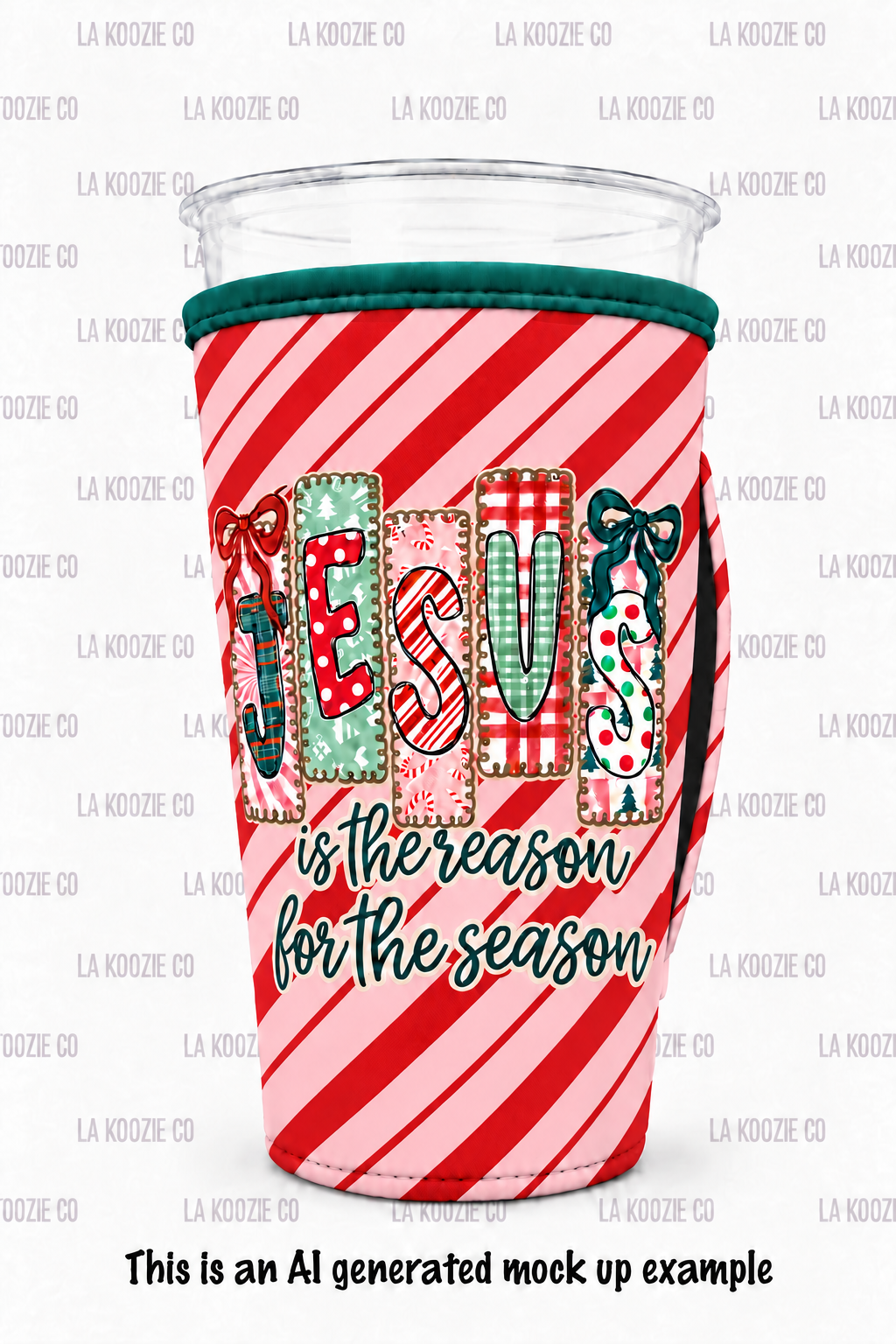 (LATE NOVEMBER PRE-ORDER) Christmas-JESUS Pink Candy Cane Stripes (TALL ONLY)