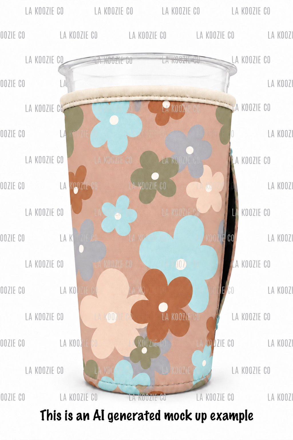 (LATE NOVEMBER PRE-ORDER) Neutral Flower Power with handle blue bow   (TALL ONLY)