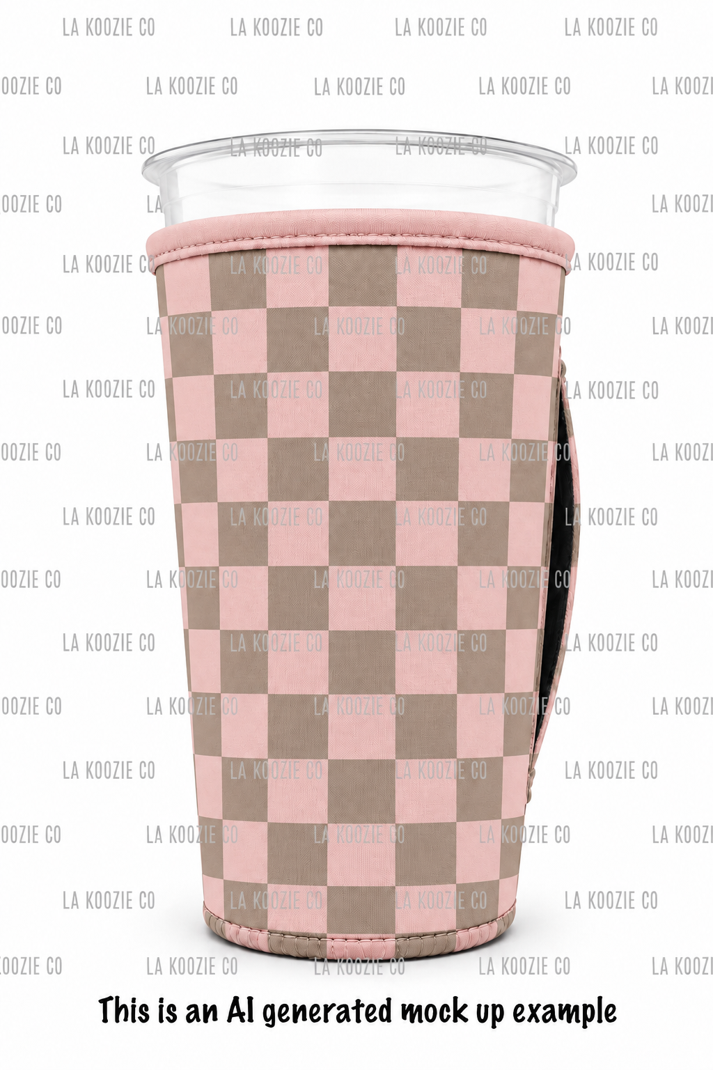 (LATE NOVEMBER PRE-ORDER) Pink & Coffee Checker with handle pink bow (TALL ONLY)