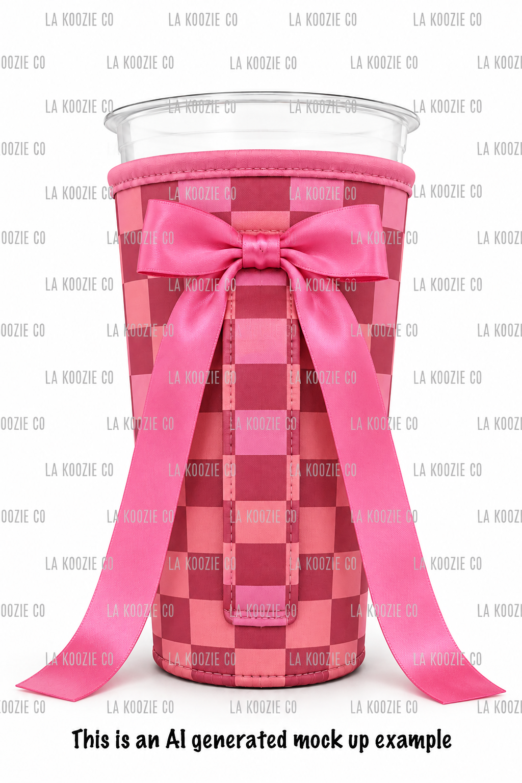 (LATE NOVEMBER PRE-ORDER)  Peach & Pinks Checker with handle pink bow  (TALL ONLY)