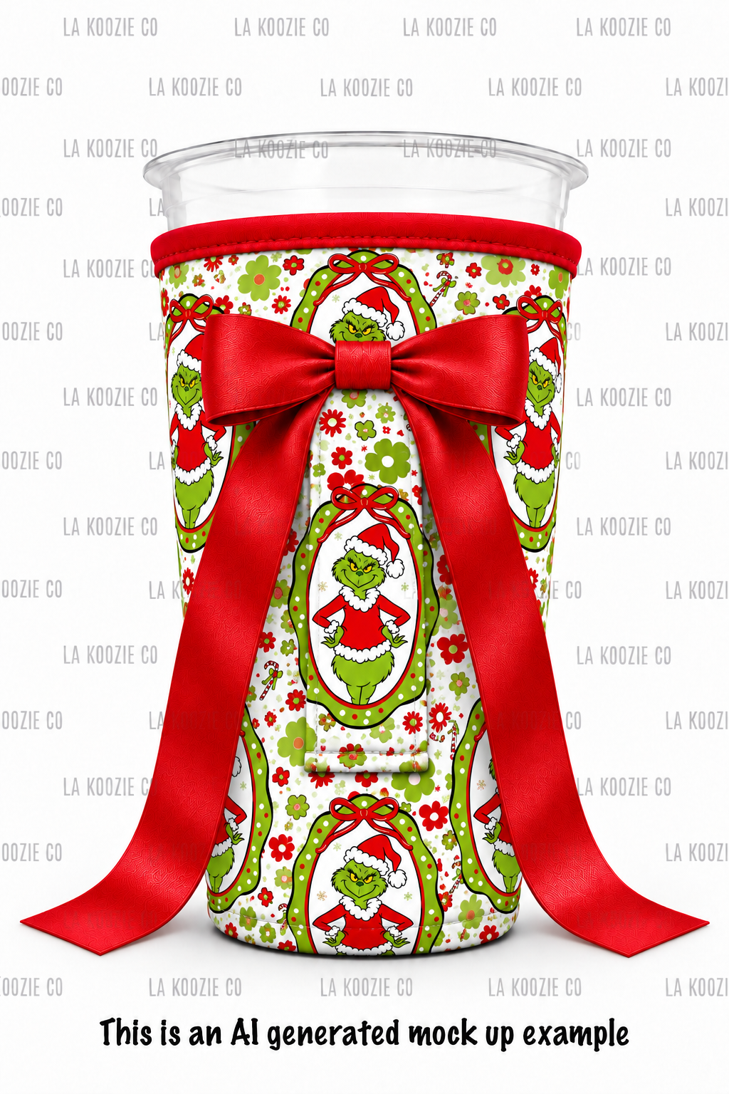 (LATE NOVEMBER PRE-ORDER) Christmas-The Mean One Cameo with handle red bow  (TALL ONLY)