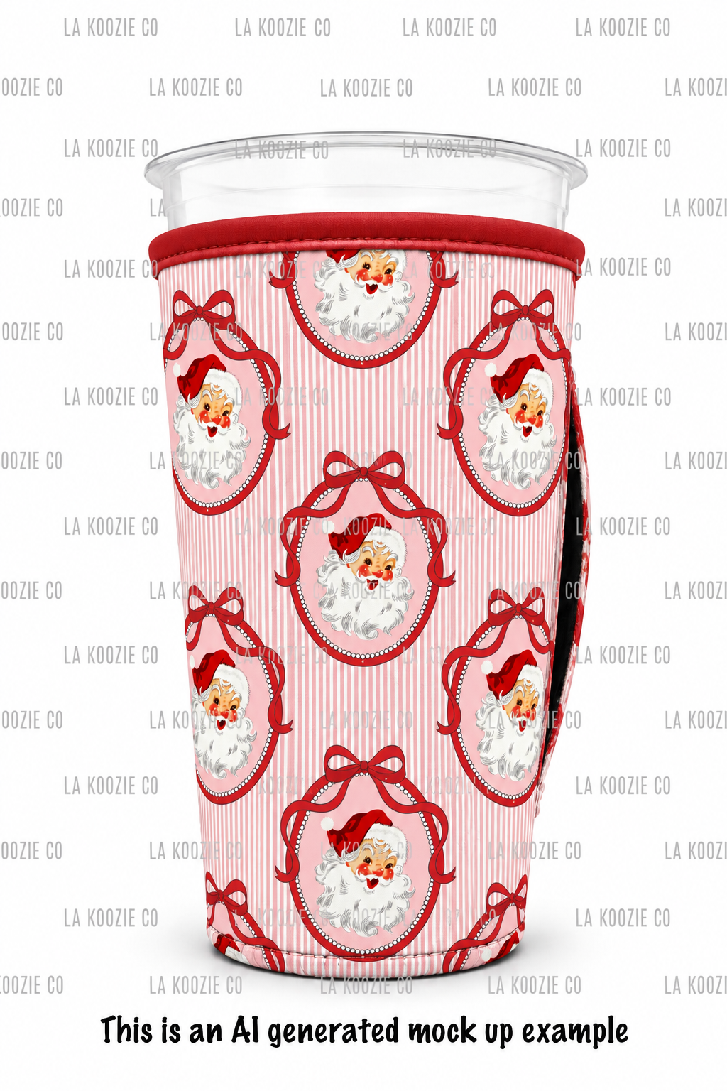 (LATE NOVEMBER PRE-ORDER) Christmas-Santa Cameo with handle red bow  (TALL ONLY)
