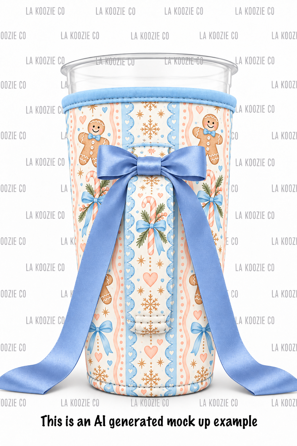 (LATE NOVEMBER PRE-ORDER) Blue Gingerbread Men & Candy Canes with handle blue bow (TALL ONLY)