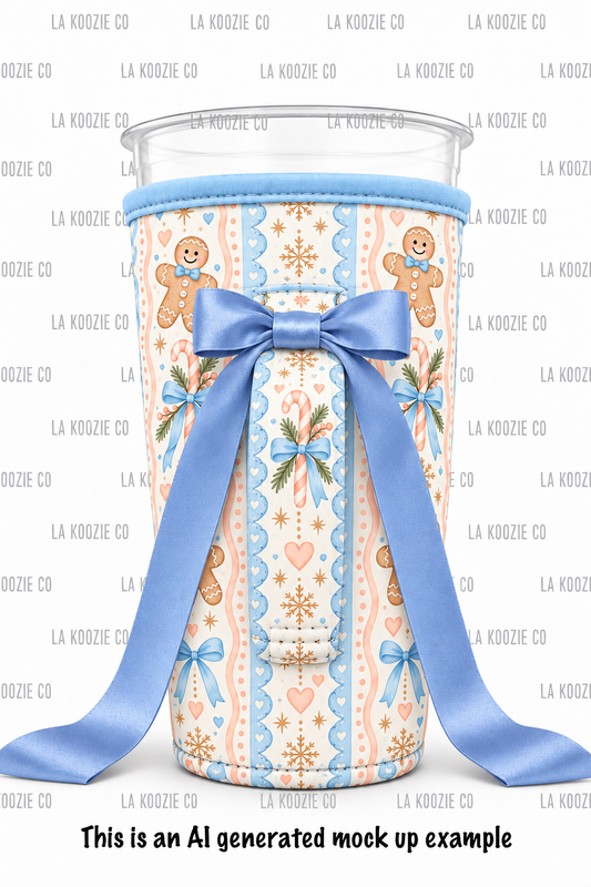 (LATE NOVEMBER PRE-ORDER) Blue Gingerbread Men & Candy Canes with handle blue bow (TALL ONLY)