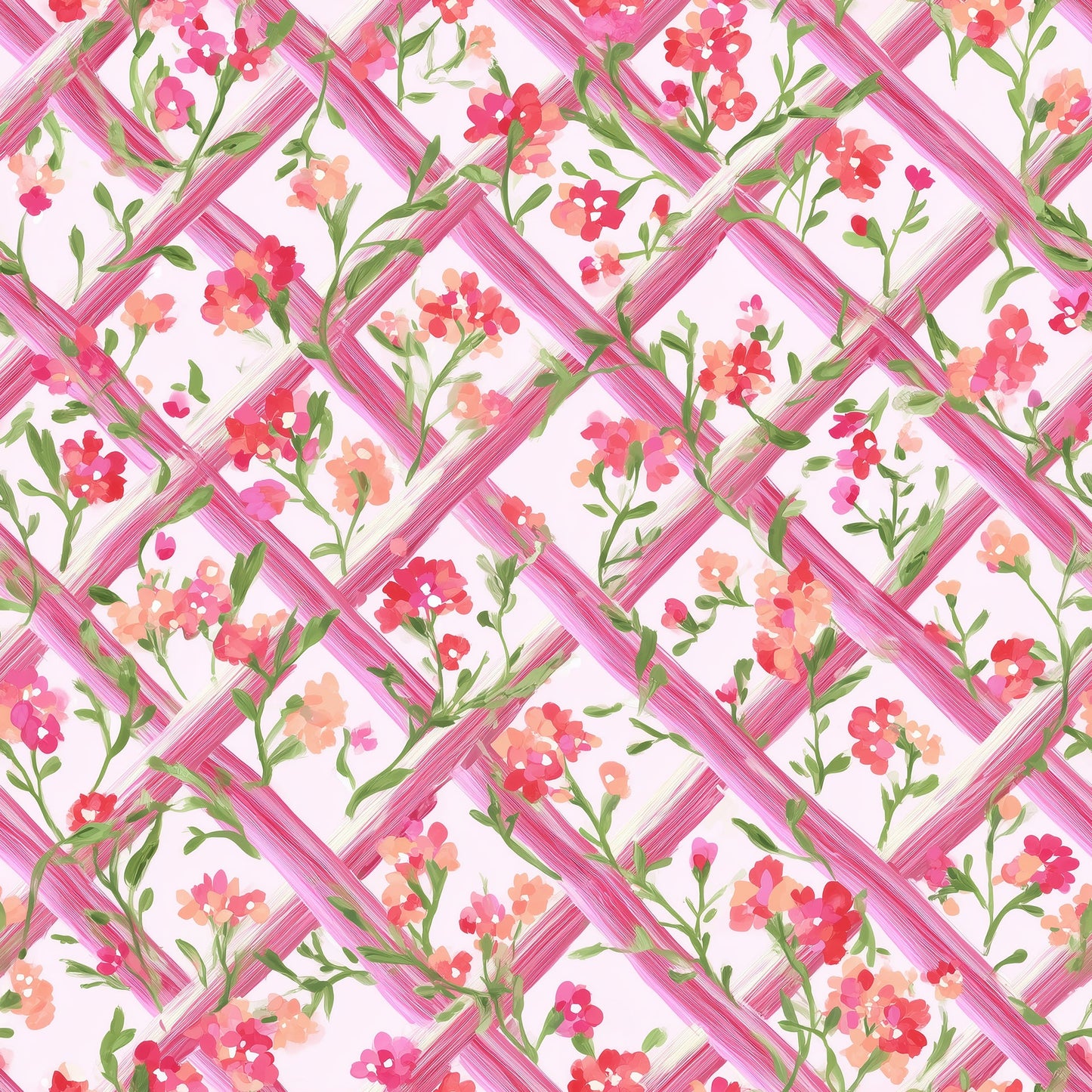 (MID AUGUST PRE-ORDER)     PINK & GREEN LATTICE FLOWERS TALL ONLY)