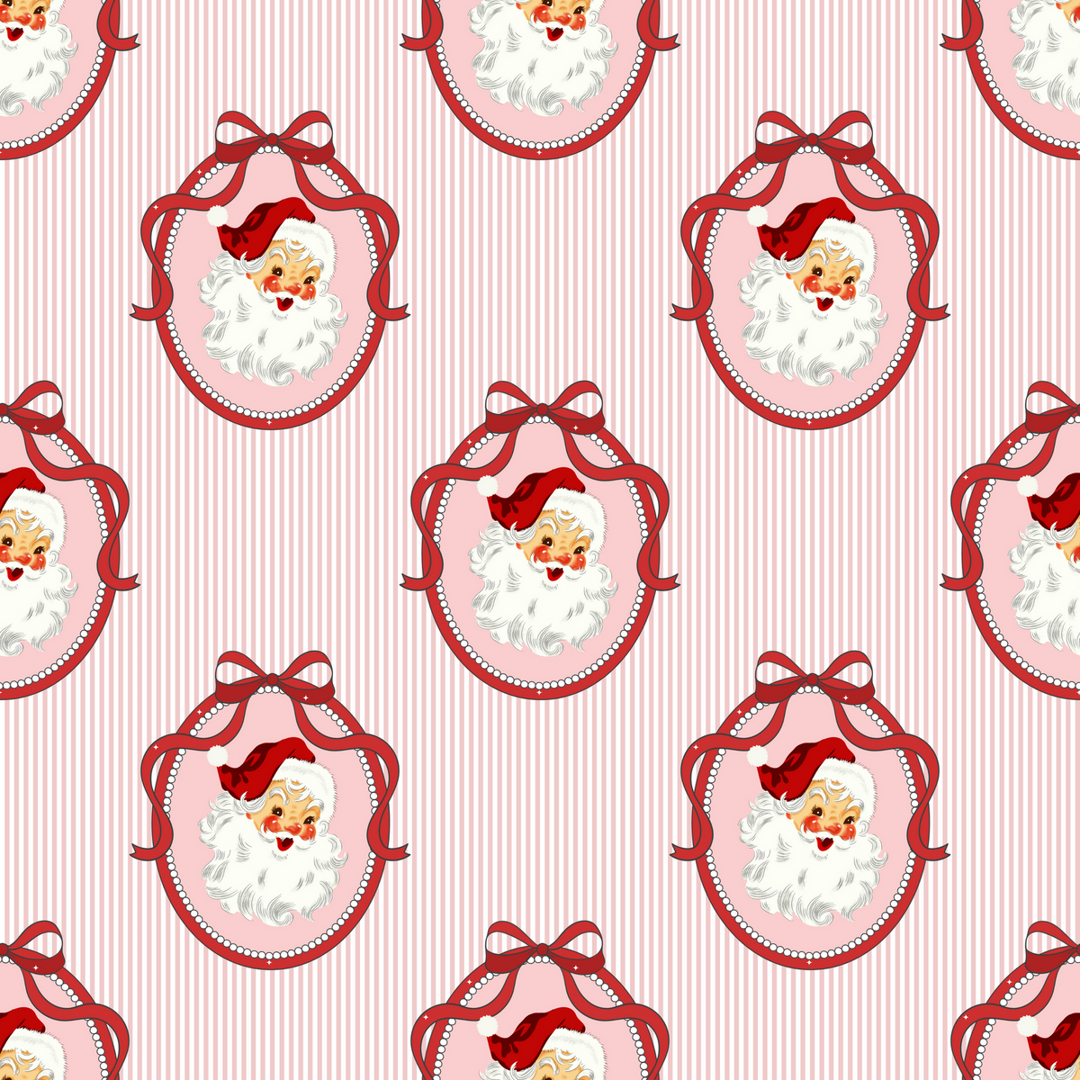 (LATE NOVEMBER PRE-ORDER) Christmas-Santa Cameo with handle red bow  (TALL ONLY)