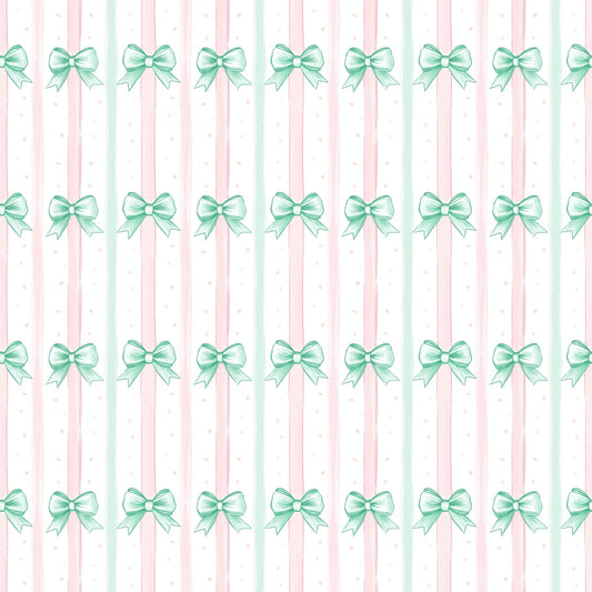(MID OCTOBER PRE-ORDER) PINK STRIPES MINT BOWS(TALL ONLY)
