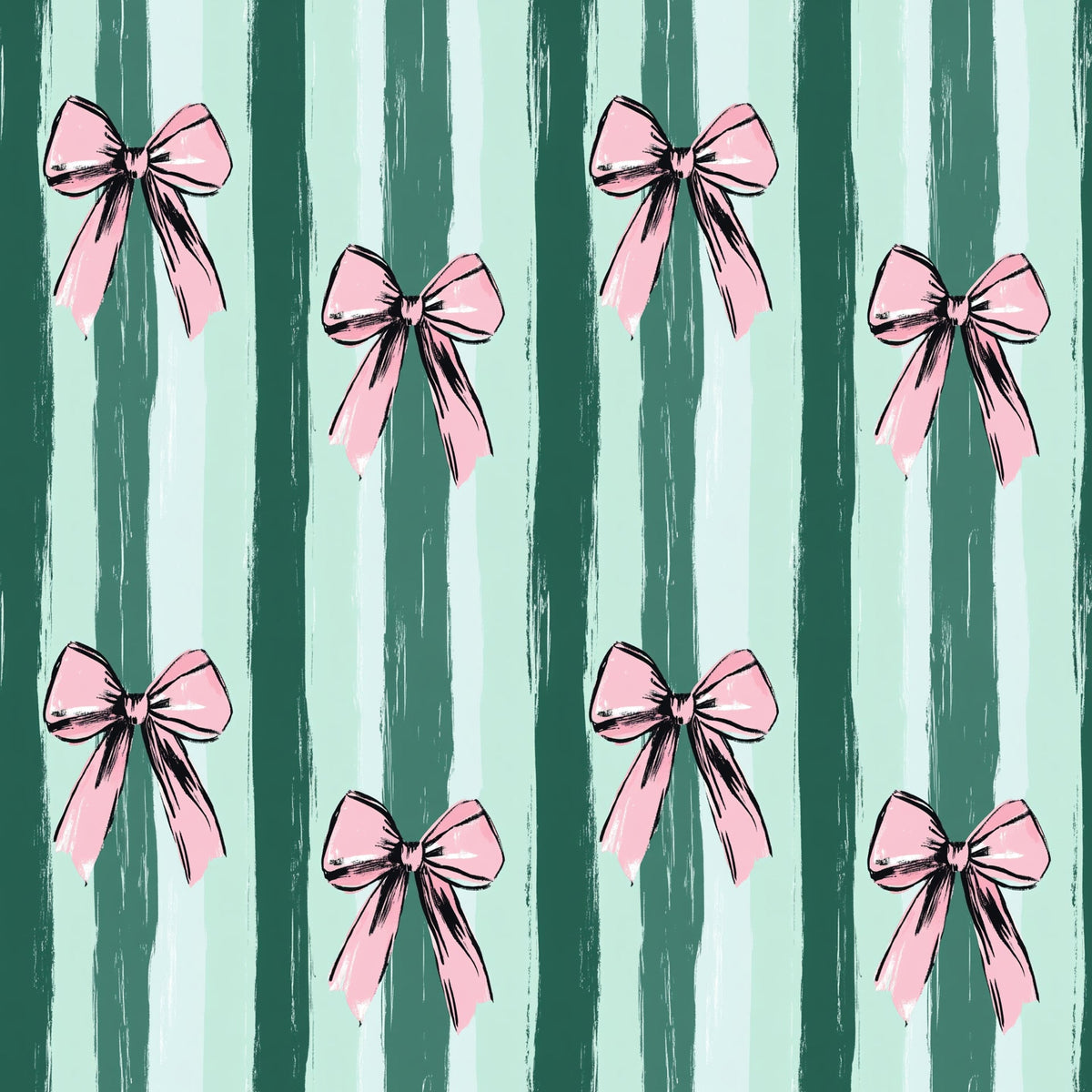 (MID OCTOBER PRE-ORDER) 
WINTERGREEN STRIPES WITH PINK BOWS (TALL ONLY)