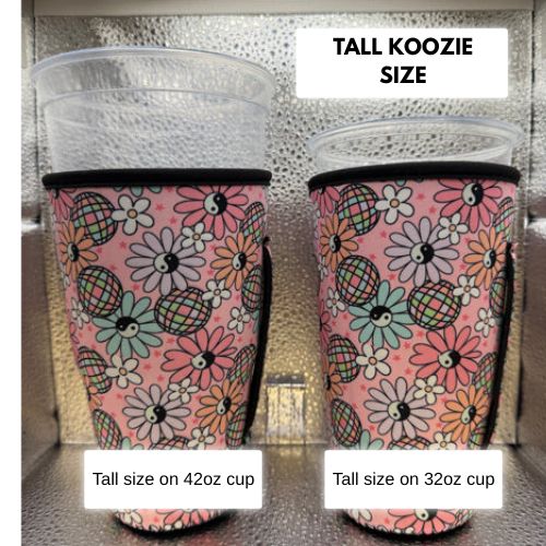 TALL KOOZIE SIZE EXAMPLE ON  32OZ & 42OZ CUP